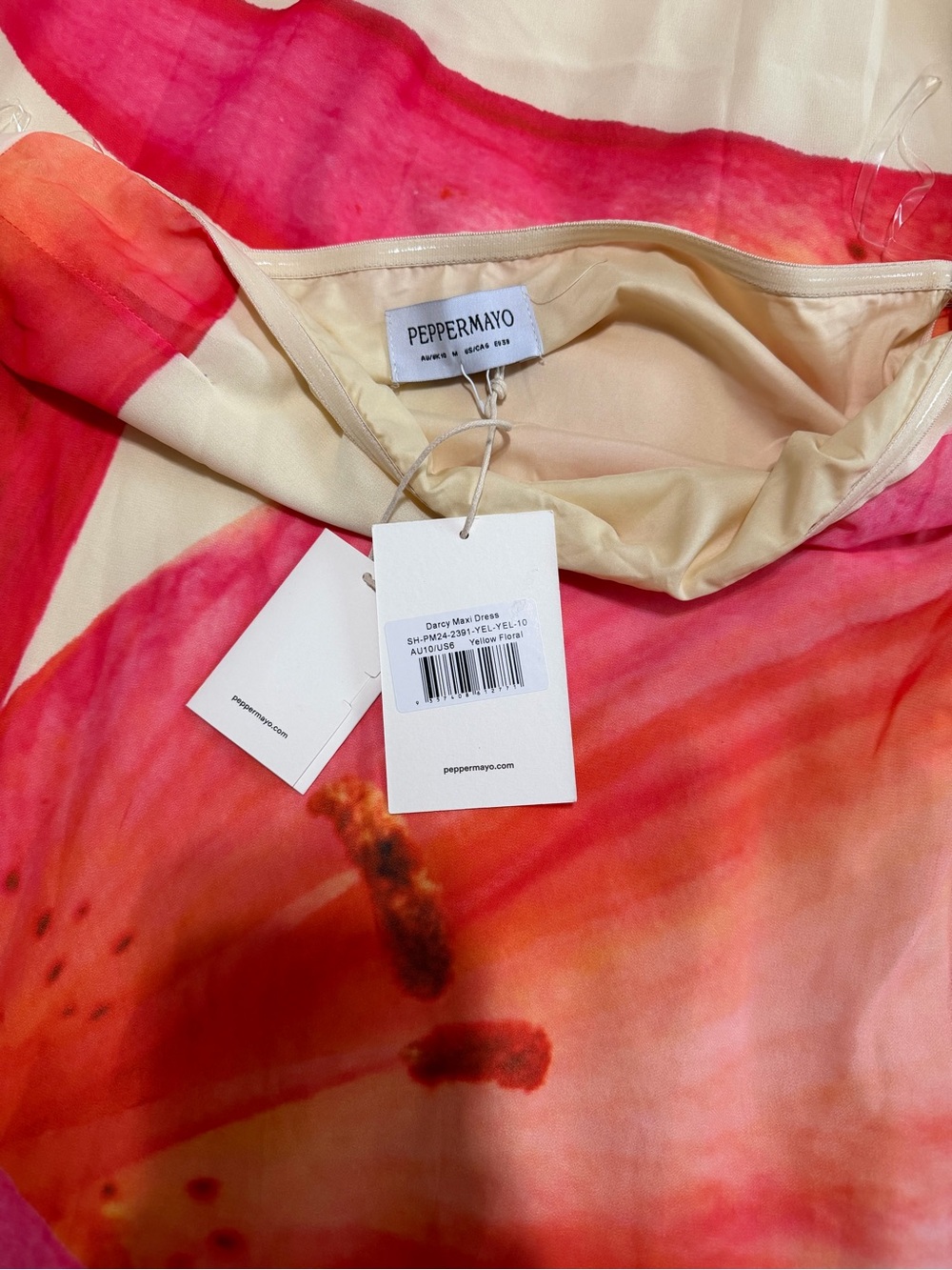 Peppermayo Cream Dress with Pink and Orange Floral Print - Picture 3 of 3